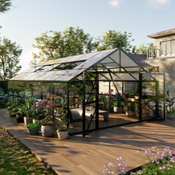 Gardenmeister Royal Garden 500 Glaspavillon Sicherheitsglas 4 mm & Polycarbonat 10 mm Kombi schwarz