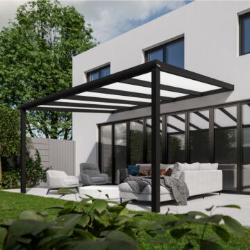 Pratt & Söhne Terrassenüberdachung Opal Polycarbonat 16 mm 2 Pfosten 5 x 3,5 m