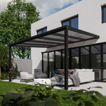 Pratt & Söhne Terrassenüberdachung Klar Polycarbonat 16 mm 2 Pfosten 5 x 3,5 m